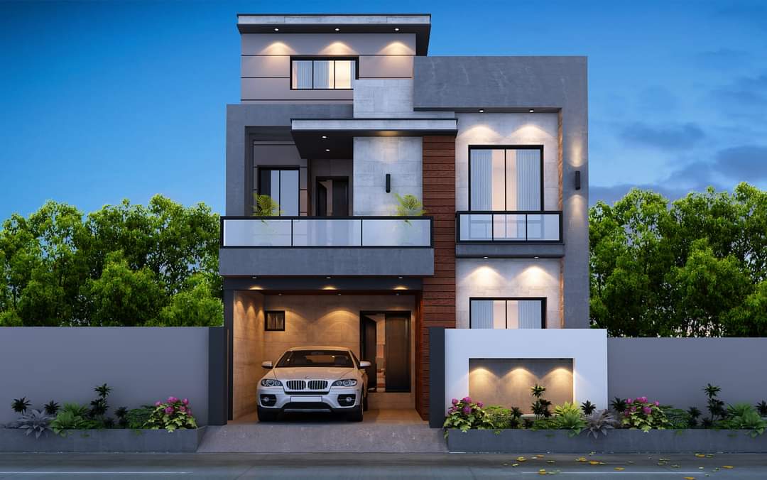 3D Front Elevation of 10 Marla House 